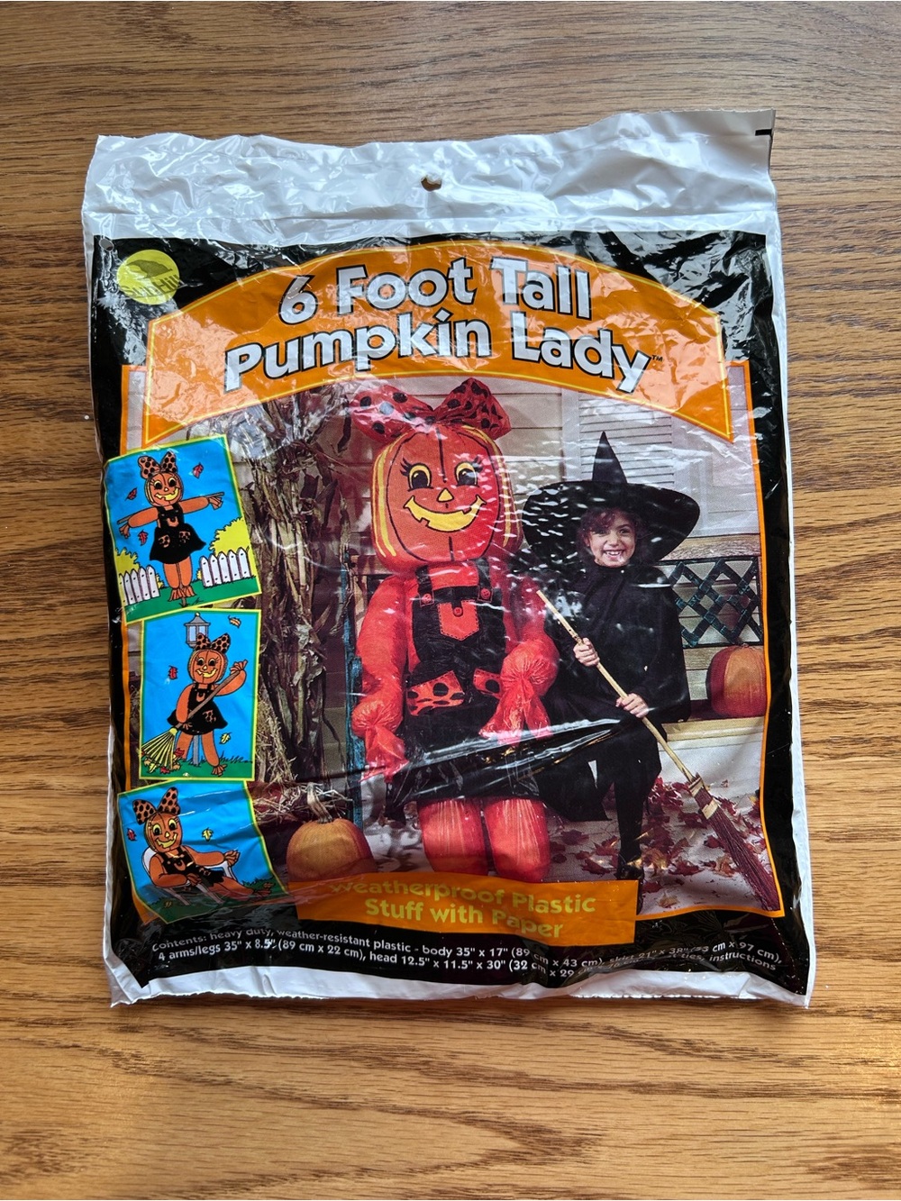 90’s Nostalgic 6 Foot Tall Pumpkin Lady Leaf Bag Kit
